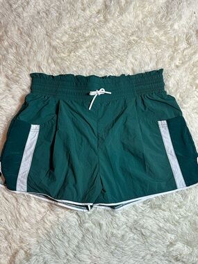 Umgee Forest Green Athletic Shorts with White Trim